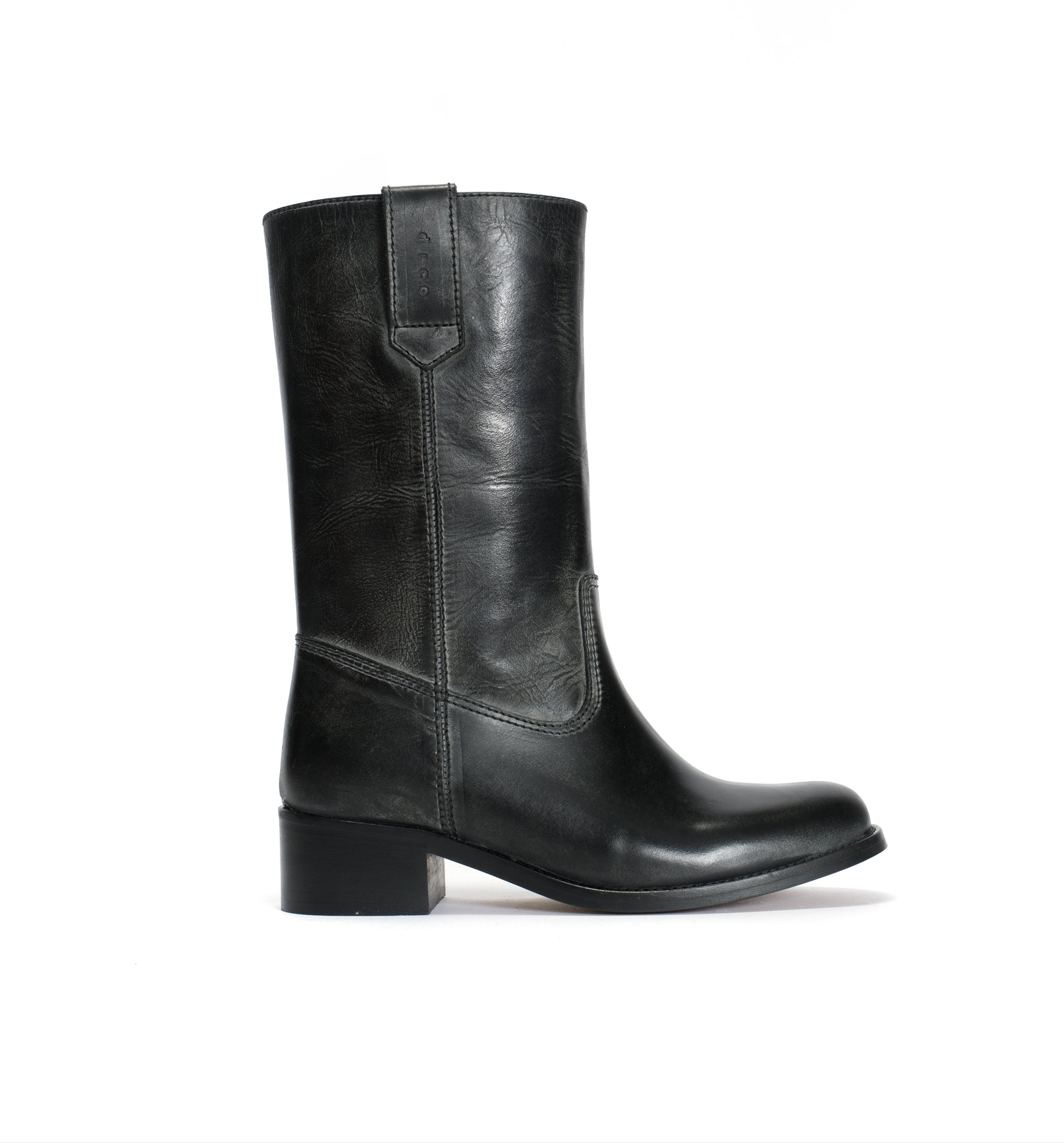 Julia Gaucho læderstøvler - Black